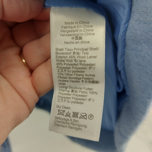 J Crew Wool Blend Button-neck city coat Size 6 Blue - Picture 8 of 10